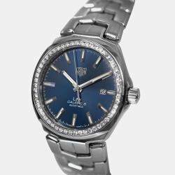Pre Owned Tag Heuer Link WBC2113.BA0603 Automatic Blue diamonds Stainless Steel Men's Wristwatch 41 mm