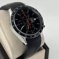 Pre Owned TAG Heuer Carrera Calibre 16 CV2014 Automatic Black Dial Stainless Steel Men's Wristwatch 41 mm