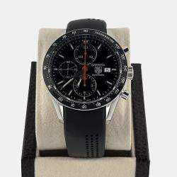 Pre Owned TAG Heuer Carrera Calibre 16 CV2014 Automatic Black Dial Stainless Steel Men's Wristwatch 41 mm
