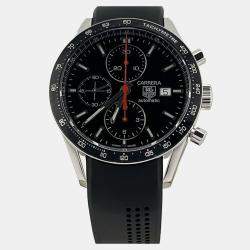 Pre Owned TAG Heuer Carrera Calibre 16 CV2014 Automatic Black Dial Stainless Steel Men's Wristwatch 41 mm