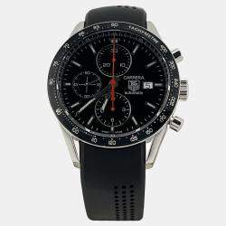 Pre Owned TAG Heuer Carrera Calibre 16 CV2014 Automatic Black Dial Stainless Steel Men's Wristwatch 41 mm