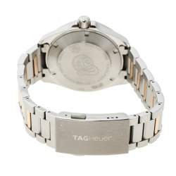 Pre Owned Tag Heuer White Rose Gold Tone Stainless Steel Aquaracer WAY1150.BD0911 Men's Wristwatch 40 mm