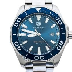 Pre Owned Tag Heuer Blue Stainless Steel Aquaracer WAY101C.BA0746 Men's Wristwatch 43 mm