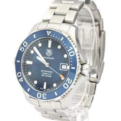 Pre Owned Tag Heuer Blue Stainless Steel Aquaracer WAN2111 Automatic Men's Wristwatch 42 MM