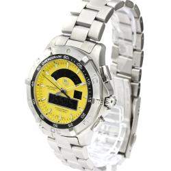 Tag Heuer Yellow Stainless Steel Aquaracer Chronotimer CAF1011 Men s Wristwatch 43 MM Tag Heuer TLC