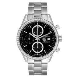 Tag Heuer Black Diamonds Stainless Steel Carrera Chronograph CV201J Men's Wristwatch 41 MM