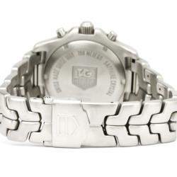 مملوكة مسبقًا Tag Heuer Blue Stainless Steel Link Quartz Chronograph CT1110 Men's Wristwatch 42 MM