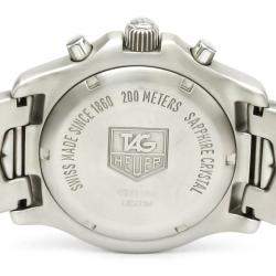 مملوكة مسبقًا Tag Heuer Blue Stainless Steel Link Quartz Chronograph CT1110 Men's Wristwatch 42 MM