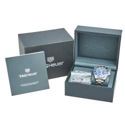 Pre Owned Tag Heuer Blue Stainless Steel Aquaracer GMT WAY201T Men's Wristwatch 43 mm