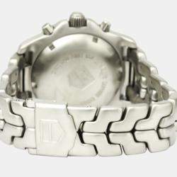 مملوكة مسبقًا Tag Heuer Silver Stainless Steel Link Chronograph Automatic CT2113 Men's Wristwatch 42 MM