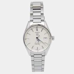 Pre Owned TAG Heuer Silver Stainless Steel Carrera Calibre 5 WAR211B Men's Wristwatch 39 mm