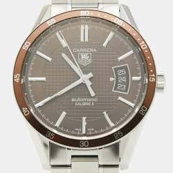 Pre Owned TAG Heuer Brown Stainless Steel Carrera WV211N.BA0787 Men's Wristwatch 39 mm