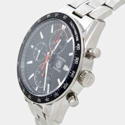 Pre Owned TAG Heuer Black Stainless Steel Carrera CV2014-2 Men's Wristwatch 41 mm