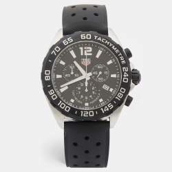 TAG Heuer Black Two-Tone Stainless Steel Rubber Formula 1 CAZ1010.FT8024 Men's Wristwatch 43 mm