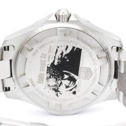 Pre Owned Tag Heuer Black Stainless Steel Aquaracer Eddie aikau LTD Edition WAB2012 Men's Wristwatch 41 mm