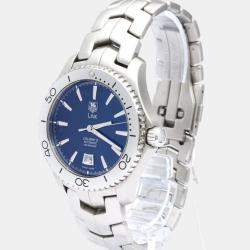 Pre Owned Tag Heuer Blue Stainless Steel Link Calibre WJ201C Men's Wristwatch 42 mm