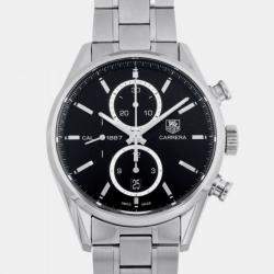 Tag Heuer Black Stainless Steel Carrera CAR2110.BA0720 Automatic Men's Wristwatch 41 mm