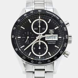 TAG Heuer Black Stainless Steel Juan Manual Fangio Edition Carrera CV201AG.BA0725 Men's Wristwatch 41 mm