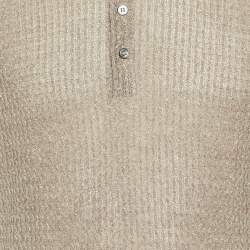 مملوكة مسبقًا Tagliatore Brown Wavy Linen & Cotton Knit Polo T-Shirt L