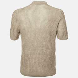 مملوكة مسبقًا Tagliatore Brown Wavy Linen & Cotton Knit Polo T-Shirt L