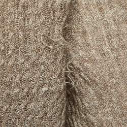 مملوكة مسبقًا Tagliatore Brown Wavy Linen & Cotton Knit Polo T-Shirt L