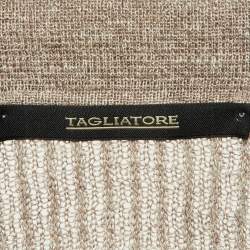 مملوكة مسبقًا Tagliatore Brown Wavy Linen & Cotton Knit Polo T-Shirt L