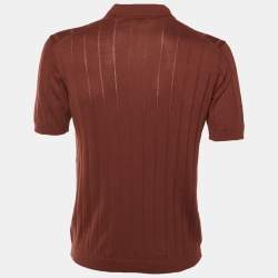 مملوكة مسبقًا Tagliatore Brown Cotton Rib Knit Jude Polo T-Shirt L