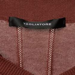 مملوكة مسبقًا Tagliatore Brown Cotton Rib Knit Jude Polo T-Shirt L
