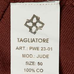 مملوكة مسبقًا Tagliatore Brown Cotton Rib Knit Jude Polo T-Shirt L