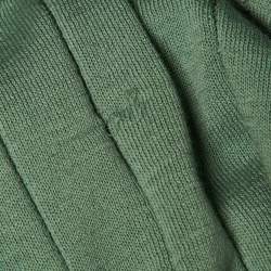 Pre Owned تيشيرت تاجلياتوري أخضر مائل للبني مخطط محبوك جود مقاس كبير