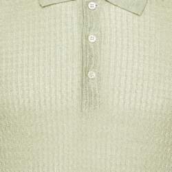 مملوكة مسبقًا Tagliatore Green Melange Wavy Knit Polo T-Shirt L