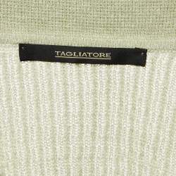 مملوكة مسبقًا Tagliatore Green Melange Wavy Knit Polo T-Shirt L