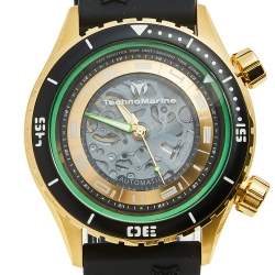 TechnoMarine Multicolor Yellow Gold Plated Stainless Steel Manta TM-218005 Men's Wristwatch 47 mm