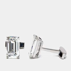Pre Owned 16 cts Emerald Cut and Princess Cut Lab Grown Diamonds 18k White Gold Cufflinks