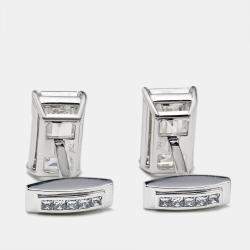 Pre Owned 16 cts Emerald Cut and Princess Cut Lab Grown Diamonds 18k White Gold Cufflinks
