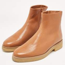 The Row Brown Leather Boris Ankle Length Boots Size 41