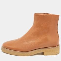 The Row Brown Leather Boris Ankle Length Boots Size 41