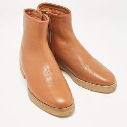 The Row Brown Leather Boris Ankle Length Boots Size 41