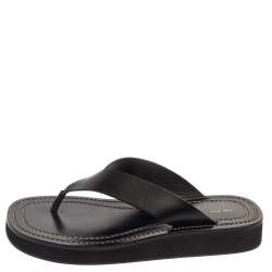 The Row Black Leather Ginza Thong Sandals Size 38