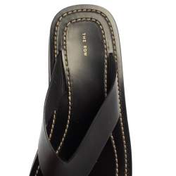 The Row Black Leather Ginza Thong Sandals Size 38