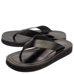 The Row Black Leather Ginza Thong Sandals Size 38