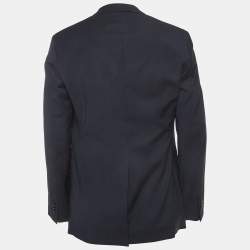 Pre Owned Theory Navy Blue Check Wool Single Breasted Blazer L