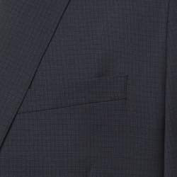 Pre Owned Theory Navy Blue Check Wool Single Breasted Blazer L