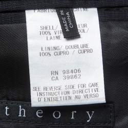 Pre Owned Theory Navy Blue Check Wool Single Breasted Blazer L