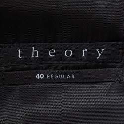 Pre Owned Theory Navy Blue Check Wool Single Breasted Blazer L