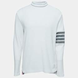 Thom Browne White Waffle Knit Turtleneck Sweater L