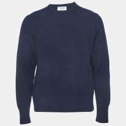 Pre Owned Thom Browne Navy Blue Wool Knit Crewneck Sweater L