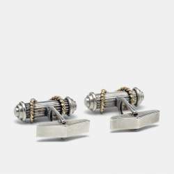 Pre Owned Tiffany & Co. Vintage Cable 18k Yellow Gold Sterling Silver Cufflinks