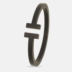 Pre Owned Tiffany & Co. T Square Black Tone Stainless Steel Bracelet
