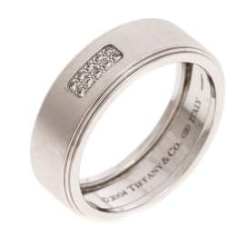 Pre Owned Tiffany & Co. 18K White Gold and Diamonds Century Wedding Band Ring Size 68.5
